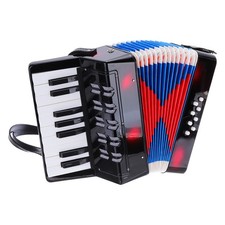 Accordion, 17 Keys 8 Bass Button Accordion Toy Mini Musical Instrument Black