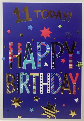11th birthday card boy stars - 11th,