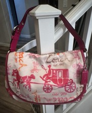 Coach Pink & Cream Horse & Carriage Shoulder Bag