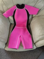 Splash Girls Pink Black Shortie Wetsuit Age 11-12