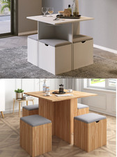 Mondeer Wooden Dining Table and Chairs Set with Storage Cushion Space Saving