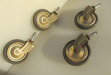 Vintage Iron Rubber Furniture Castors Trolley Wheels Old Art Deco Mid Century x4