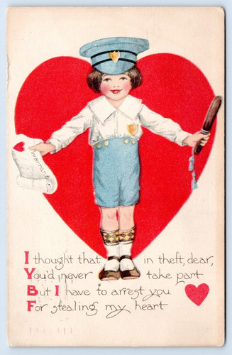 Vtg valentine postcard police - vtg, postcard-police