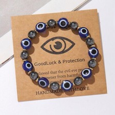Good Luck Blue Evil Eye Beaded Protection Bracelet Bangle Jewellery Women Men