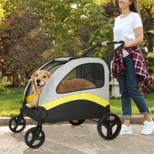 Premium Large Dog Stroller Pet Animal Gear Carriage Raised Booster Seat Trolley
