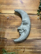 STONE GARDEN MOON FACE WALL PLAQUE HANGING ORNAMENT