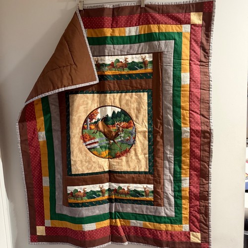 Handmade deer wildlife quilt - handmade,
