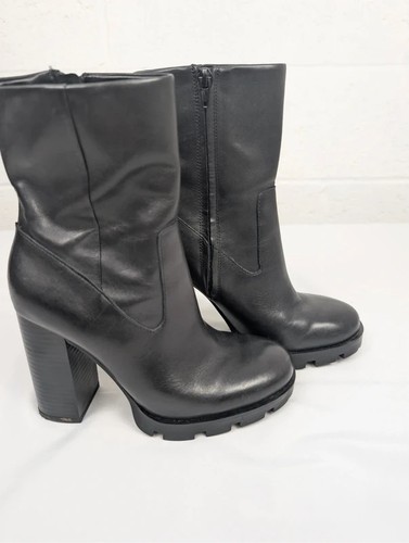 Zara black leather - black, heeled