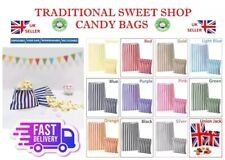 100 x Candy Stripe Paper Bags - Birthday Party Penny Sweet Food Cart Bag 5x7"