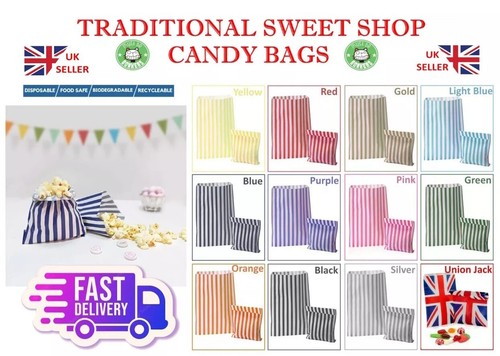100 candy stripe - paper, bags