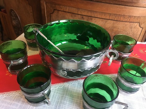 Vintage punch bowl green - vintage,