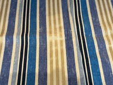 Designers Guild cotton curtain Fabric - blue and gold stripes  - 2.8 Metres