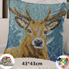 Latch Hook Rug Kits Pillow With Preprinted Canvas Cartoon Animals Embroidery