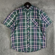 BRUTUS Shirt Trimfit Oxford Shirt Mens XXL 2XL Check Green Pocket Mod Casuals