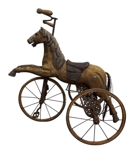 Vintage wooden horse tricycle - vintage,