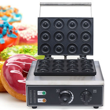 1550W Commercial Nonstick Electric Mini Doughnut Donut Machine Maker 12pcs Baker