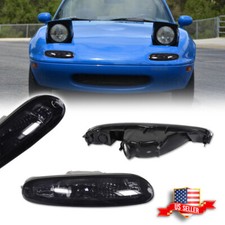 2PCS Smoked Lens Front Bumper Turn Signal Lights For 1990-1997 Mazda MX-5 Miata