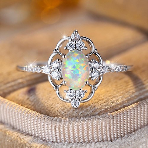 Dainty oval stone white blue - dainty,