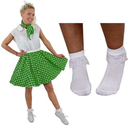 Green polka dot - skirt, scarf