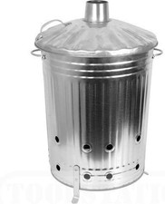 90 Litre Galvanized INCINERATOR - FIRE - Burner - DUSTBIN - Leaves - Rubbish 