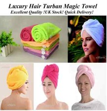 2x Microfiber Magic Hair Turban Towel Bath Wrap Quick Fast Drying Hair Cap Dryer
