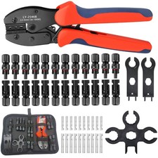 10Pair Solar Crimp Tool Connector Spanner PV Crimper Wire Stripper Crimping Kit