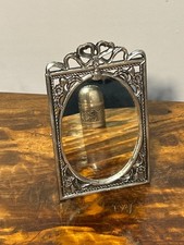 Vintage Ornate Floral Metal Frame With Mirror Oval Opening
