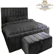 !!!Panel Plush Velvet Upholstered Bed Frame 3ft 4ft6 Double 5ft King Size NEW
