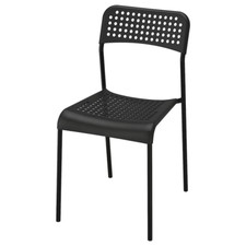 IKEA ADDE Chair Stackable Steel Frame Durable Kitchen Home Office White/Black