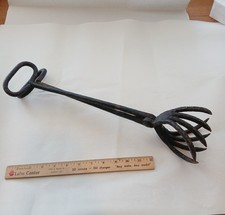 Vintage Fire Log Claw Tongs (Wrought Iron) - NICE!