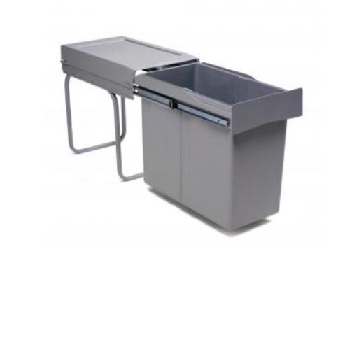 40l pull out grey bin - grey,