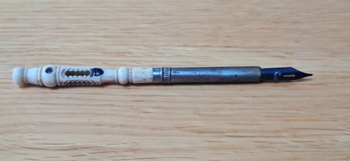 Antique carved dip pen - carved,