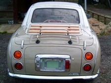 Boot / luggage rack for Nissan Figaro stainless steel with wood slats s/s
