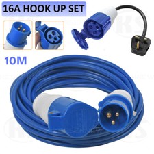 10m HOOK UP CARAVAN CAMPING CABLE 16A EHU MAINS SITE EXTENSION ADAPTER FLY LEAD