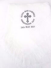 Baby shawl blanket wrap christening boy girl white baptism SUPER SOFT baptism 