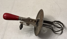 Vintage Butter Churn Hand Mixer Red Wood Handle USA Made A And J Mixer 1923