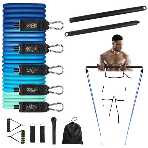 Resistance bands set - with, bar