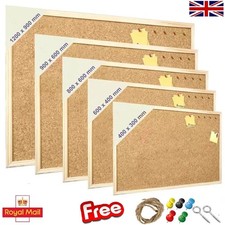 Cork Board Pin Message Notice Board Wooden Frame Office Memo School Pinboard UK