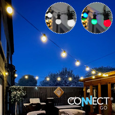 ConnectGo® Connectable Outdoor LED Festoon Frosted Plug In Wire String Lights