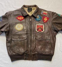 AVIREX G-1 | Brown Leather Flight Bomber Jacket | Top Gun | Blood Chit