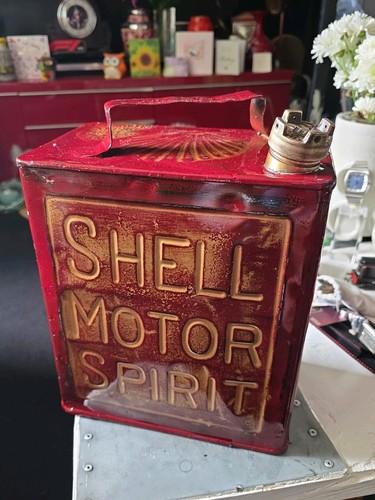 Vintage shell petrol can with - vintage,