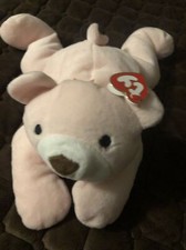 Brand New 1994 TY PILLOW PAL Snuggy 14" Plush Bear Super Soft Pink w Pink BOW