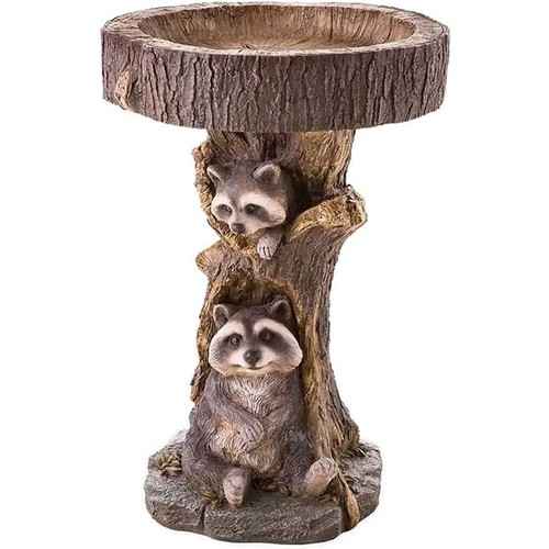 Resin raccoon bird - raccoon, bath