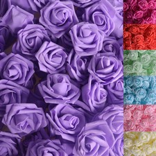 100PCS 2.8" Fake Flowers Artificial Roses for Bouquet Wedding Table Centerpieces