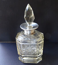 antique Victorian h/m 1879 SILVER & star cut glass perfume vanity bottle & top