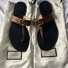Gucci GG Marmont Leather Thong Sandal EU 42 UK 8  Authentic RRP £500