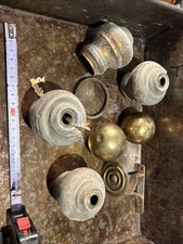 Vintage Brass Curtain Pole Holders Brackets Finials Knobs Ring Etc Joblot AD