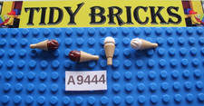 LEGO GENIUNE ICE CREAM CONES BROWM AND WHITE 4 PIECES (A9444)(G)