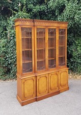 ANTIQUE MAHOGANY BREAKFRONT LIBRARY BOOKCASE