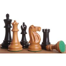 3.9" Lessing Staunton Chess Set - Pieces only - Ebony Wood & Antiqued